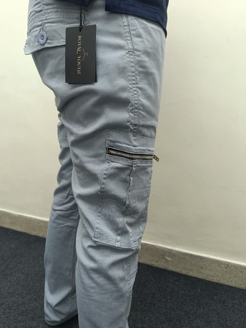 Premium Grey Cargo Pants – Six Pocket Regular Length