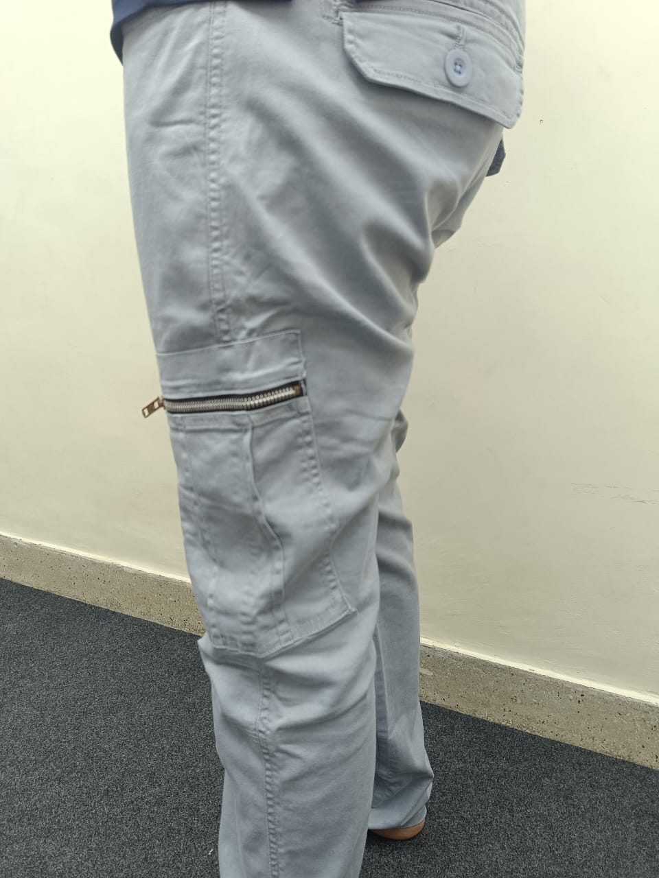 Premium Grey Cargo Pants – Six Pocket Regular Length