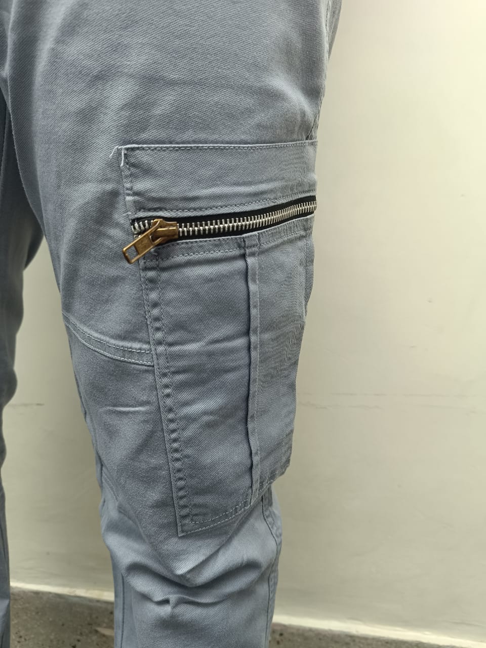 Premium Grey Cargo Pants – Six Pocket Regular Length
