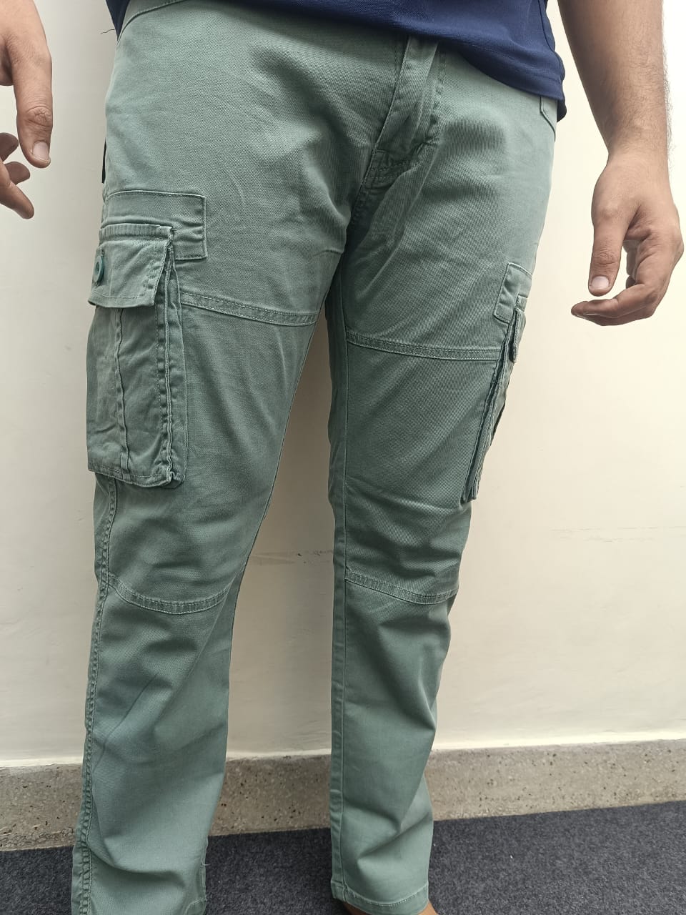 Premium Mint Green Cargo Pants – Six Pocket Ankle Length