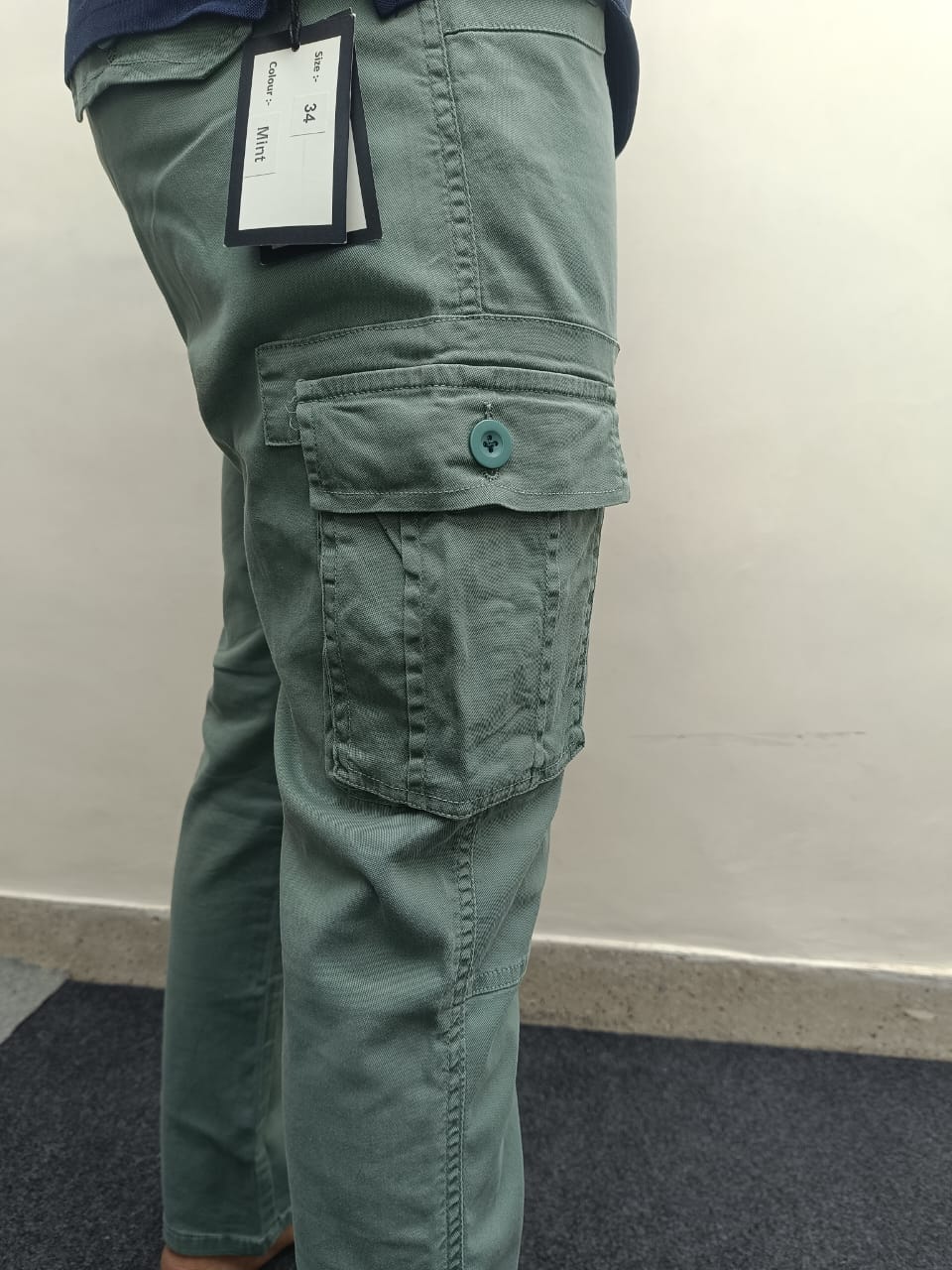 Premium Mint Green Cargo Pants – Six Pocket Ankle Length