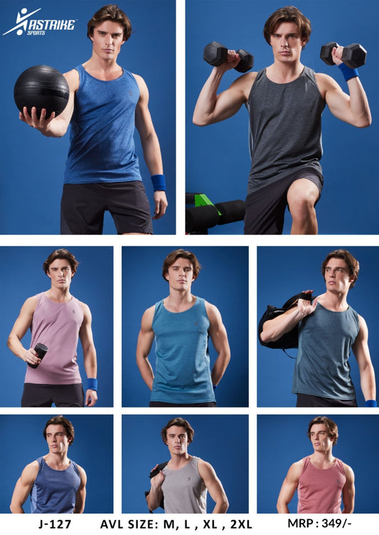 Men Slim Fit Crew Neck Innerwear Vest at Wholesale Price J 127 | 8 Pcs Box