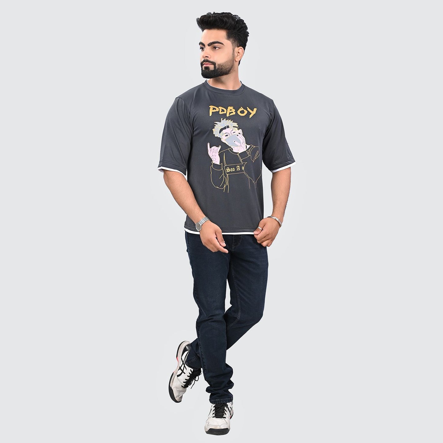 Half Polyester Print T-Shirts