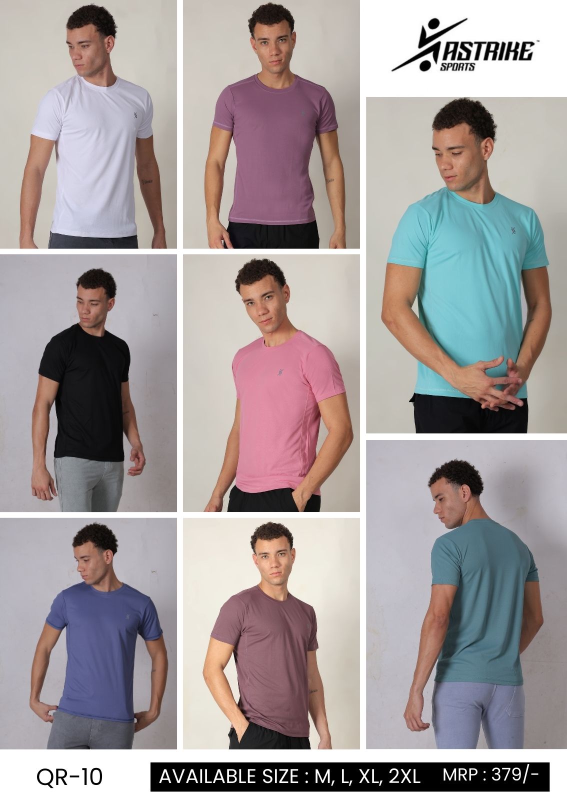 Men Abstract Solid Slim Fit Crew Neck T-shirt at Wholesale Price QR 10 | 8 Pcs Box