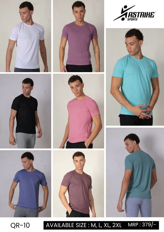 Men Abstract Solid Slim Fit Crew Neck T-shirt at Wholesale Price QR 10 | 8 Pcs Box