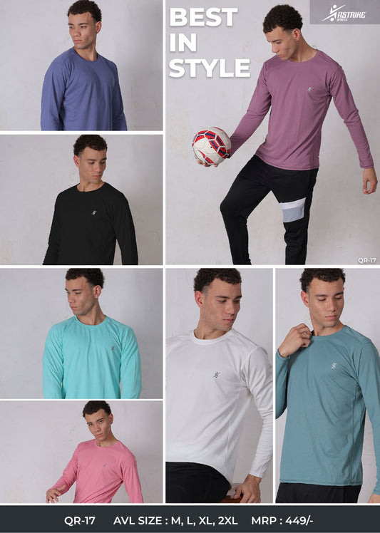 Men Abstract Solid Slim Fit Crew Neck T-shirt at Wholesale Price QR 17 | 8 Pcs Box
