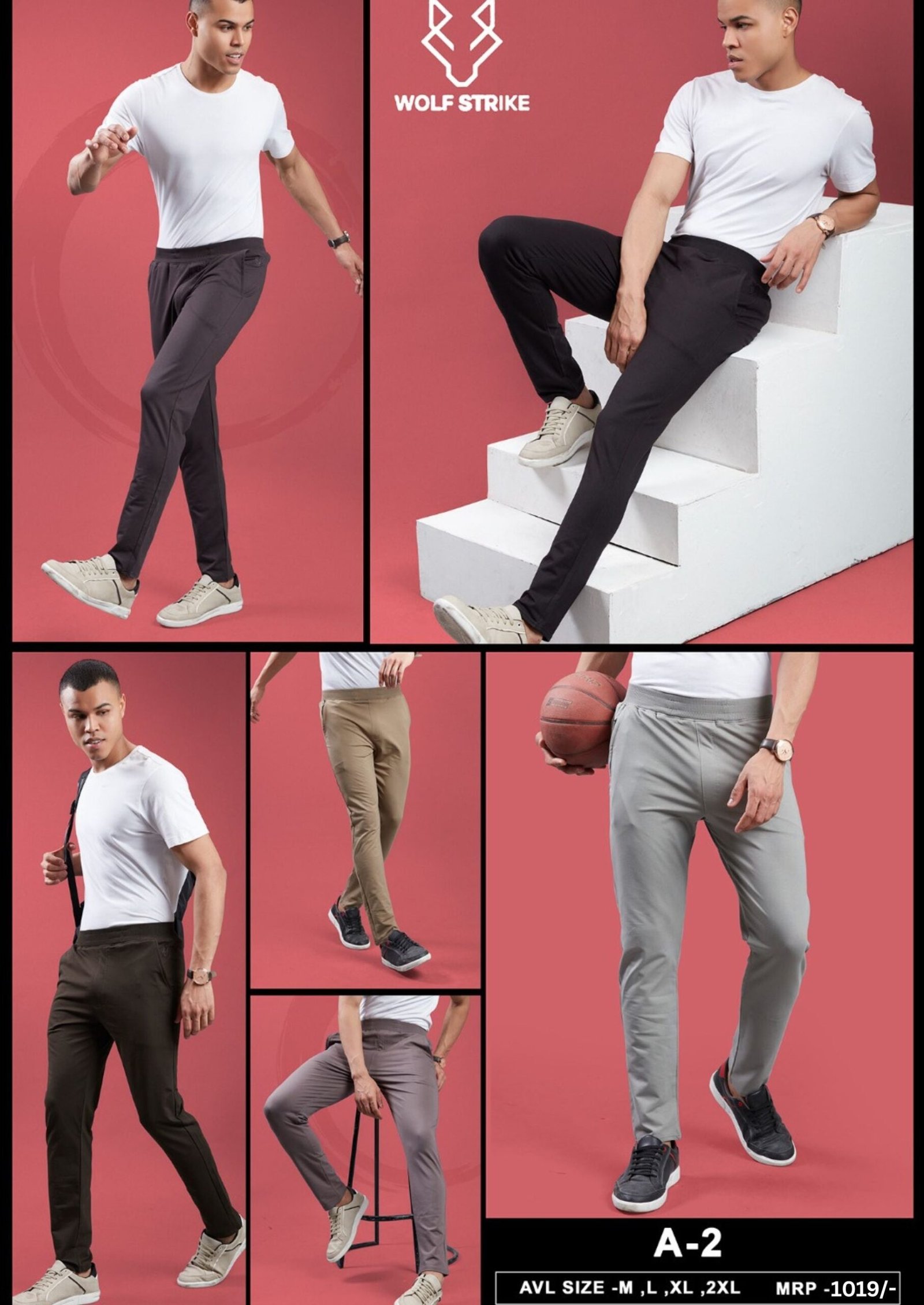 A-2 Men’s Solid Relax Fit Sports Trackpants – Smart Casual & Active Wear | Wholesale Price | Box Pack of 6 Pcs - Image 1