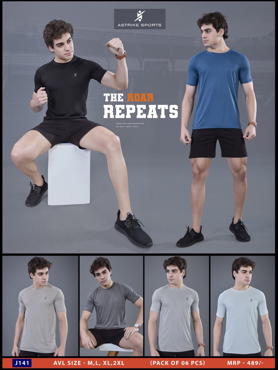 J141_mp_1__page-0001 Men’s Abstract Solid Slim Fit Crew Neck T-Shirt – Smart Casual Wear | Wholesale Price | Box Pack of 6 Pcs - Image 1