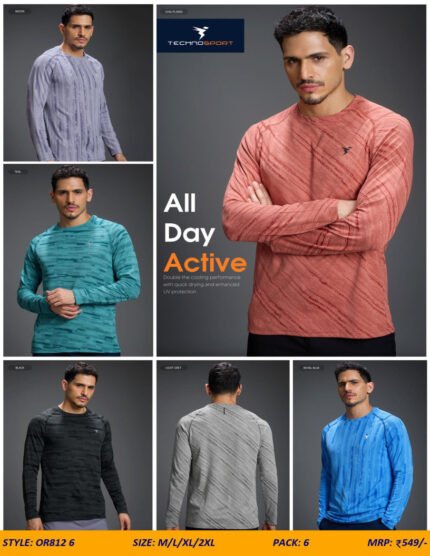 Men’s Round Neck Full Sleeve T-Shirt – Sports & Smart Casual Wear | Wholesale Price | Box Pack of 6 Pcs