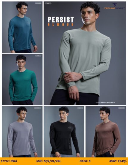 Men’s Round Neck Full Sleeve T-Shirt – Sports & Smart Casual Wear | Wholesale Price | Box Pack of 6 Pcs