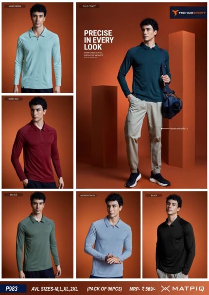 Men’s Round Neck Full Sleeve T-Shirt – Sports & Smart Casual Wear | Wholesale Price | Box Pack of 6 Pcs